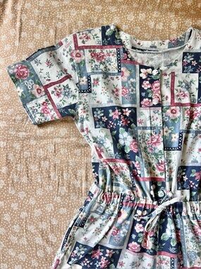80s 90s Grandma Core patchwork floral romper